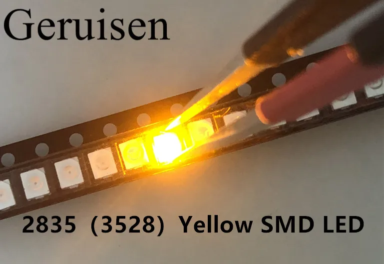 100PCS/lot SMD LED 2835 Yellow 0.2W 2.0-2.6V 580-590NM PLCC-2 SMD/SMT 2V 3.5*2.8*0.8MM 60Ma 3528 led |