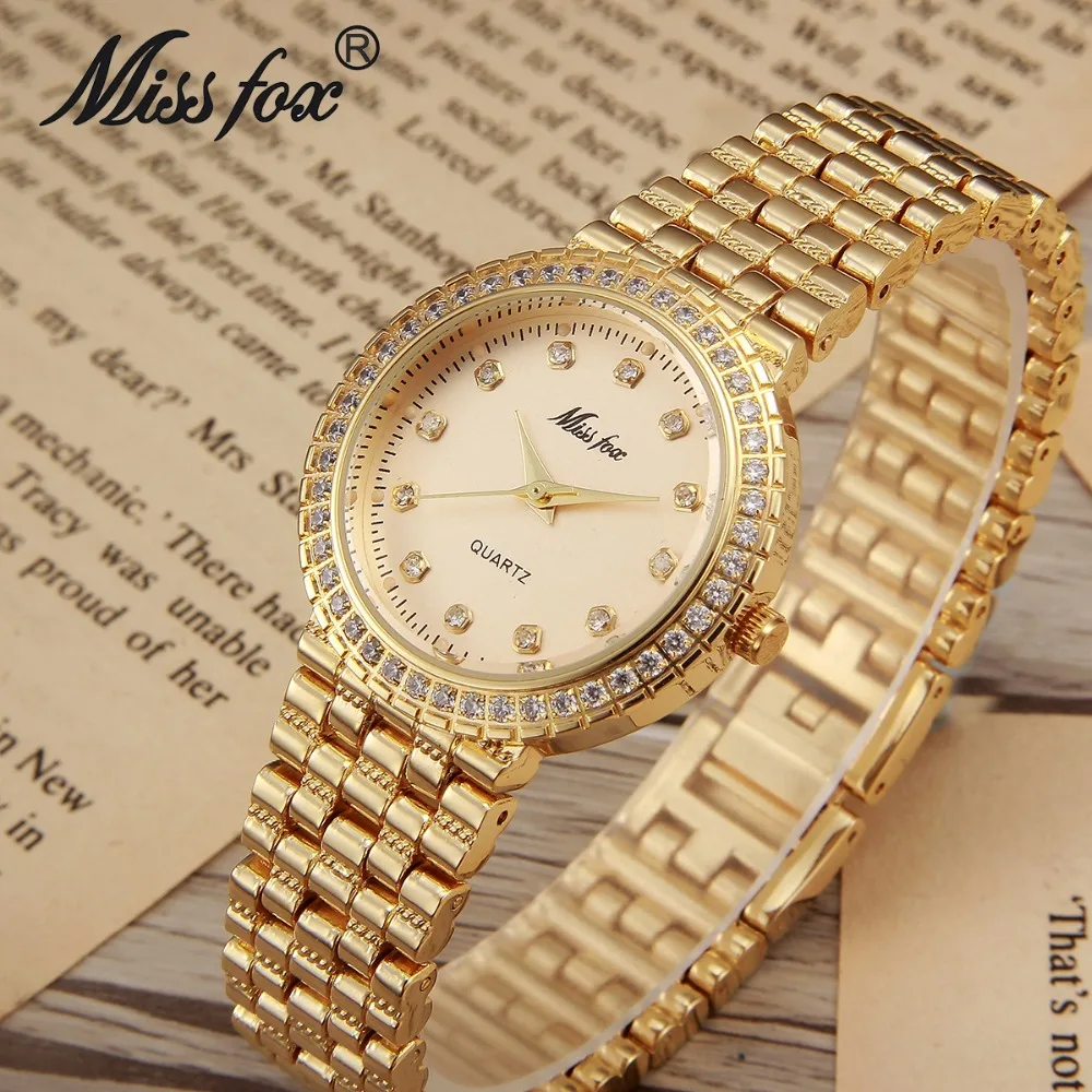 Miss Fox известный бренд кварцевые женские часы с бриллиантами 18 k золотые