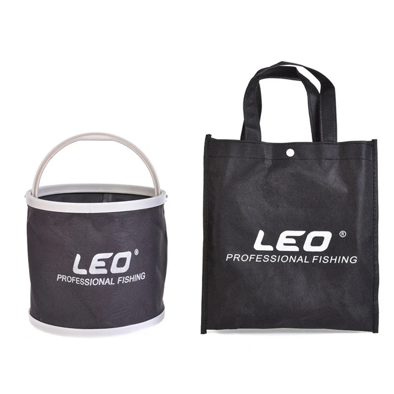 LEO круглое брезентовое ведро 20x19 см, портативная складная сумка для хранения, ручная сумка, для кемпинга, пешего туризма, рыбалки, бочка для воды, снасти - Цвет: Grey