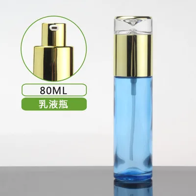 80ml lotion pump B 10 шт. Элегантный Голубой Стеклянный насос для лосьона/спрей бутылка с золотой акриловой крышкой, Высококачественная баночка с кремом для лица, инструмент для самостоятельного макияжа - Цвет: 80ml lotion pump B