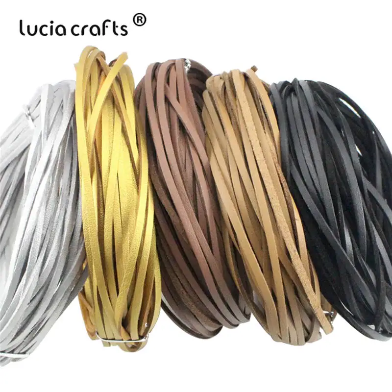 Lucia crafts 3 мм широкий кожаный 10 м/лот браслеты Веревка шнурок из коровьей кожи(около 1,5 мм толщиной) DIY аксессуары I0711