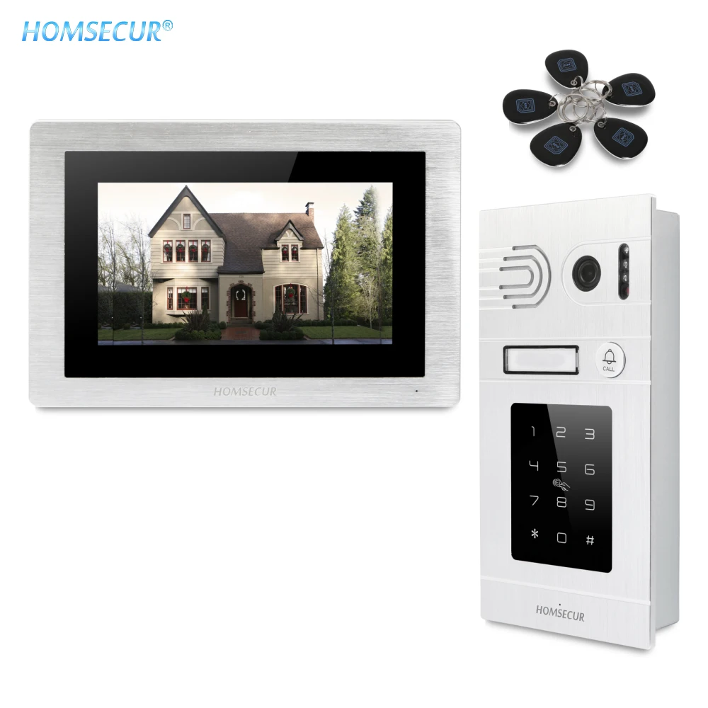 HOMSECUR 7 &quotпроводной видео и аудио домофон с RFID доступом для домашней безопасности
