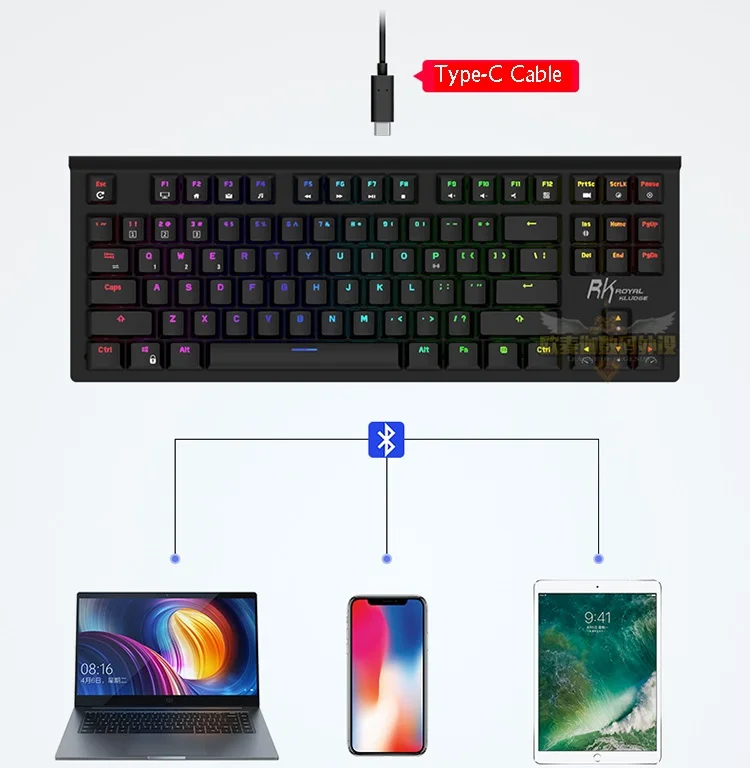 Royal Kludge RK G87 двойной режим Bluetooth беспроводной/USB Проводная RGB подсветка перезаряжаемая Механическая игровая клавиатура RK/Cherry Axis