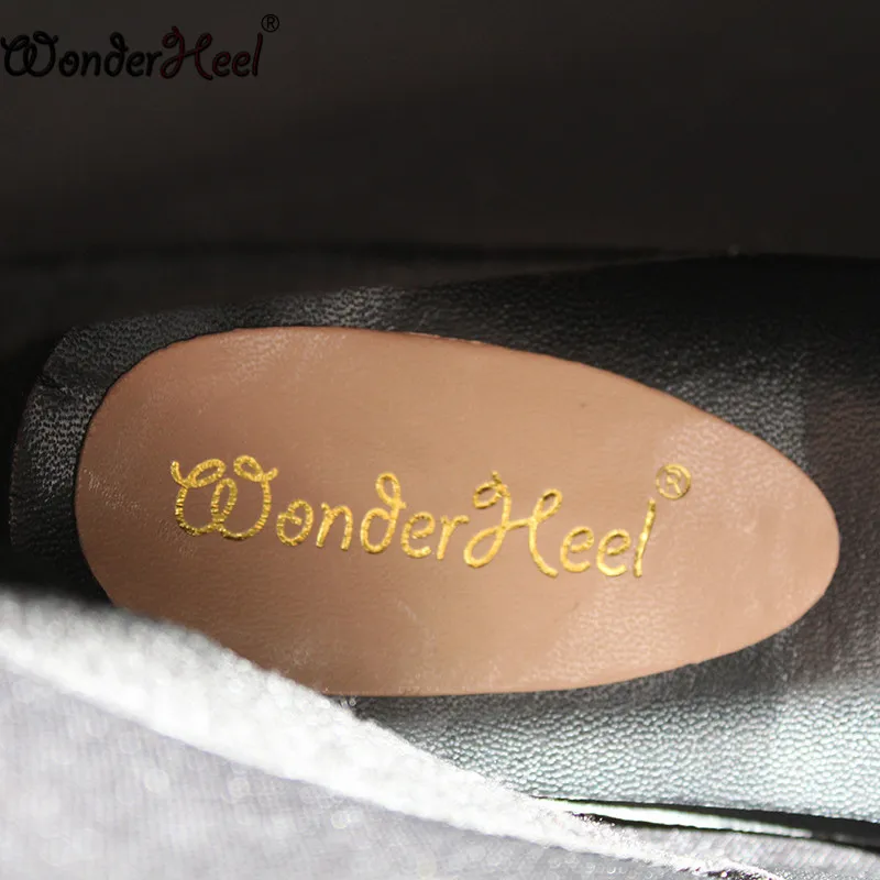 Wonderheel/Новинка; балетки на шнуровке; Каблук 7 дюймов; с необычным каблуком; из матовой искусственной кожи; модная пикантная обувь с замками; балетки; ботильоны