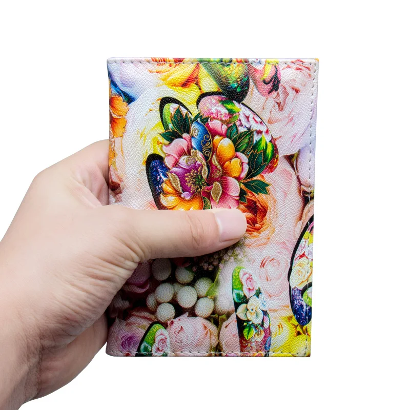 Обложка для паспорта из ПУ кожи с цветущими цветами|Держатели карт и пропусков| |