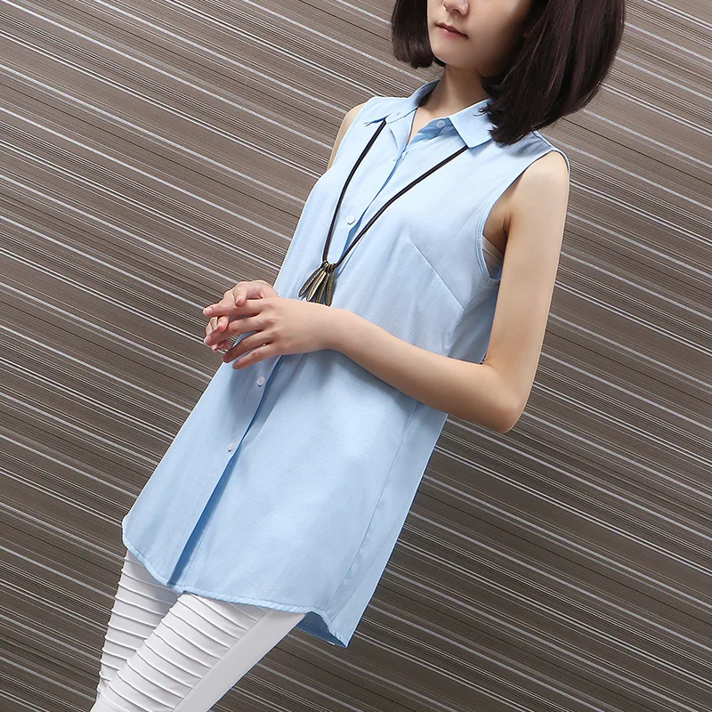 Yichaoyiliang Summer Cardigan Gatsby Shirt For Women Simple Sleeveless Linen Tunic Camisa Solid Color Casual Blouse |