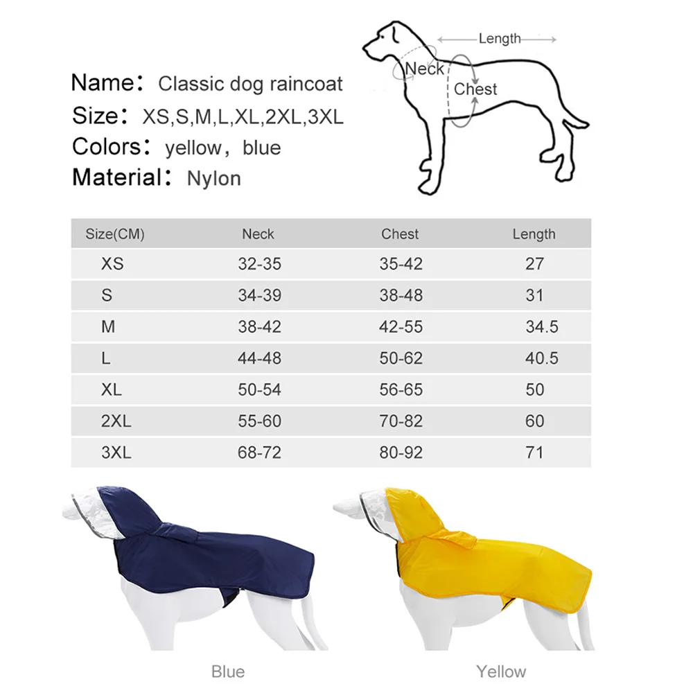 1pcs Large Dog Clothes Raincoat Waterproof Suits Dot Rain Cape Pet Clothing For Big Dogs Hooded Jacket Poncho Coat | Дом и сад