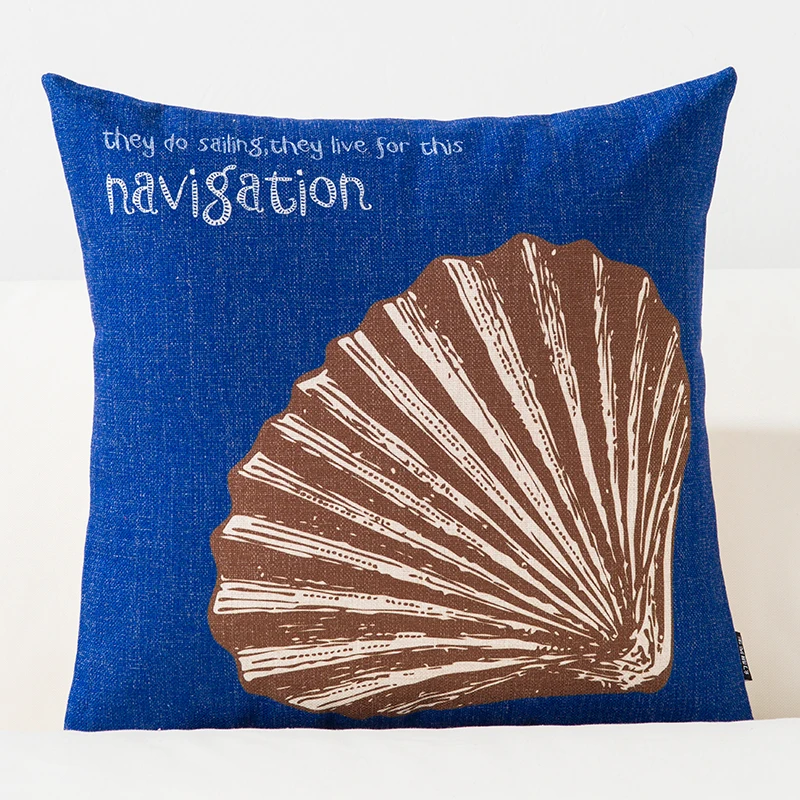 Льняная подушка крышка средиземноморские синие Классический Простой шаблон