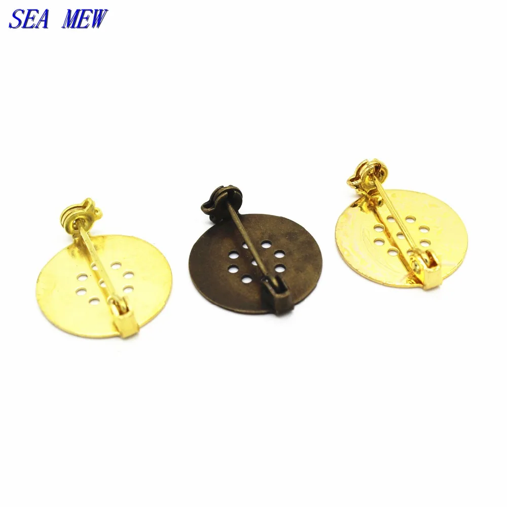 SEA MEW 17 мм Базовая медная античная бронза/золото/серебро плоская пустая база для