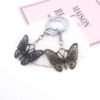 beautiful butterfly suspension pendant metal hollow keychain for girls car keys chain women bag handbag purse charms men gifts