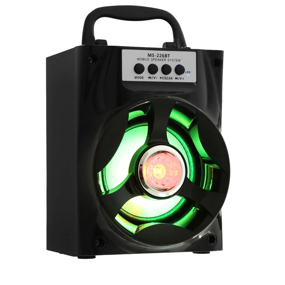 Excelvan MS-226BT портативный Bluetooth динамик светодиодный подсветка Поддержка TF карты воспроизведения FM радио регулятор громкости