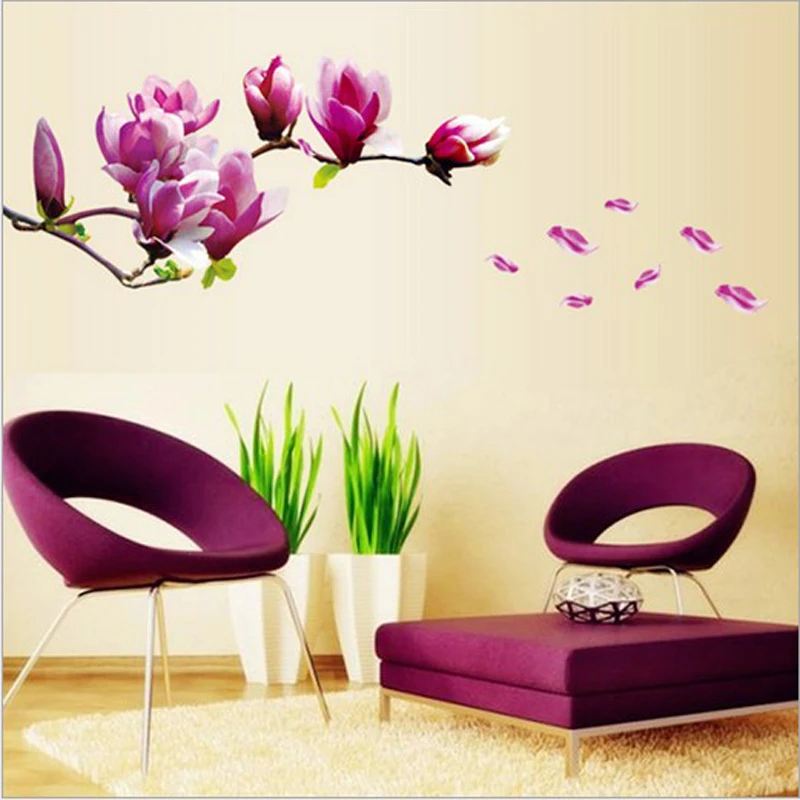 Экологический Фиолетовый цветок магнолии в форме стены стикер | Дом и сад