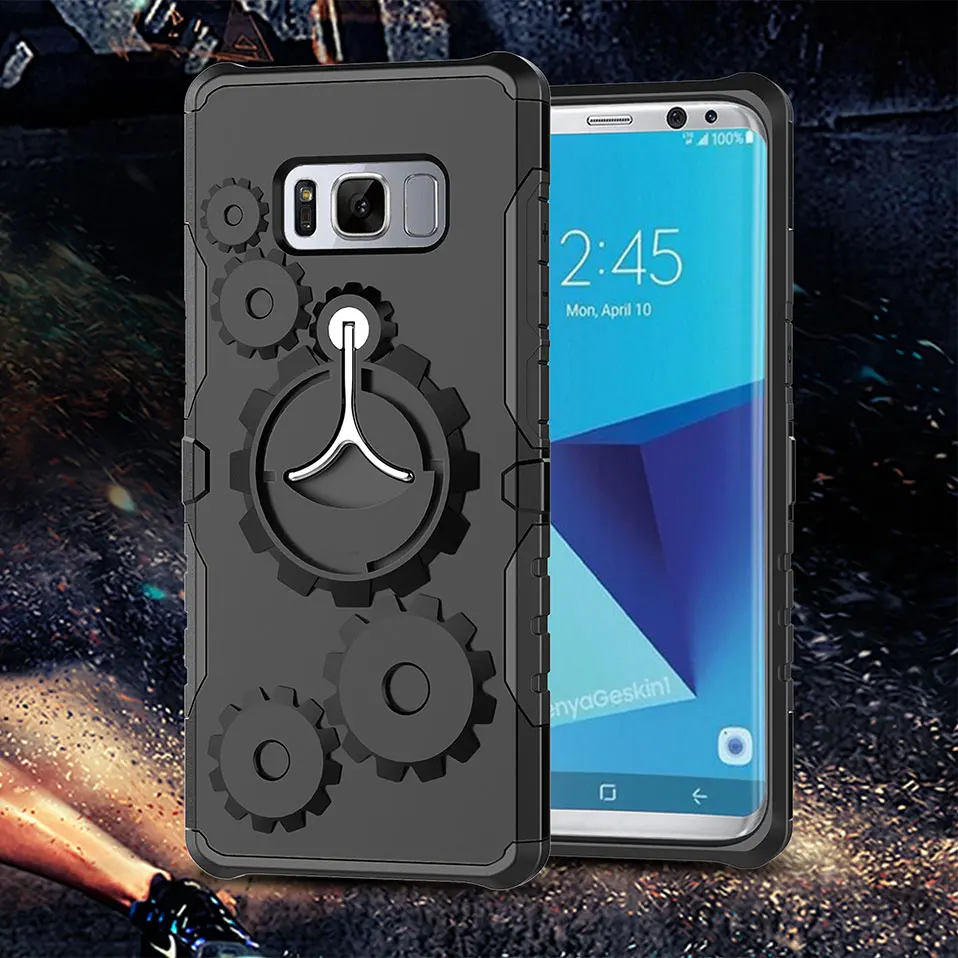 Годовой кольцо чехол для телефона Galaxy S7 Edge Капа samsung S8 S9 плюс ПК + ТПУ повышенной
