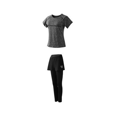 Dark Gray trousers2 5 шт., женские наборы для тренировок, набор для йоги, одежда для бега, женская одежда из полиэстера, женская одежда для фитнеса, женская спортивная одежда с бюстгальтером - Цвет: Dark Gray trousers2