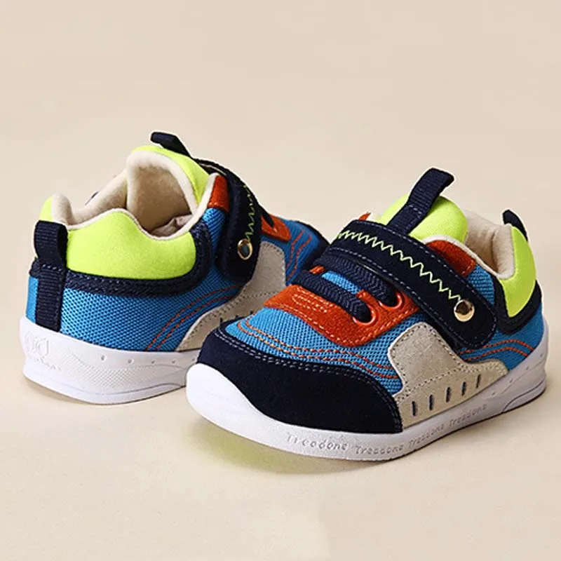 Новые мягкие детские туфли-ботинки синего цвета с резиновой подошвой для малышей первых шагов летней и весенней коллекции на открытом воздухе для мальчиков и девочек.