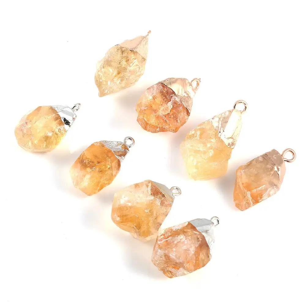 

2pcs Natural Stone Irregular Citrin Amethysts Pendants Crystal Charms for DIY Jewelry Making Necklaces Bracelet