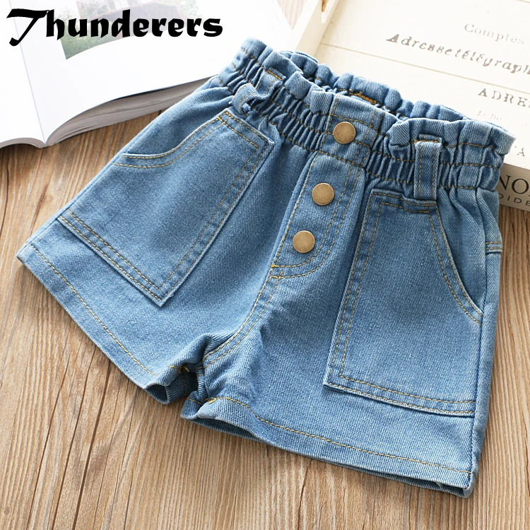 Thunderers/летние детские короткие джинсы для девочек и мальчиков Повседневные штаны