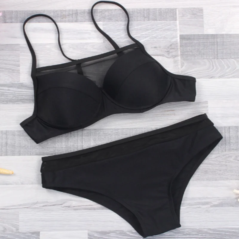 Swimwear Women sexy Bikini Swimsuit bathing suit Chest pad Solid swimming for women tankini swim biquine |