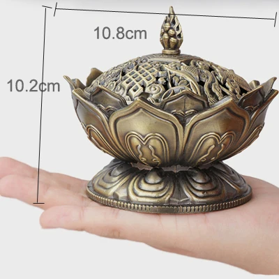 Large antique bronze ERMAKOVA Цветок Лотоса Китайский Будда сплав металлическая горелка для благовоний держатель благовоний ручной работы чаша-курильница буддистское украшение дома - Цвет: Large antique bronze
