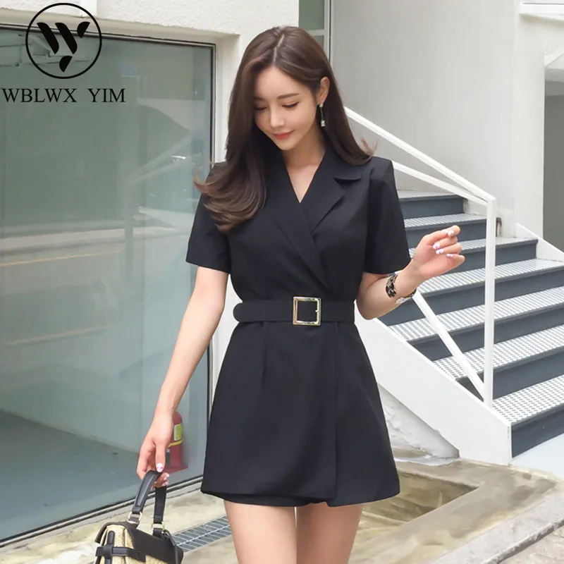 2019 летние элегантные черные комбинезоны женский комбинезон модный v образный