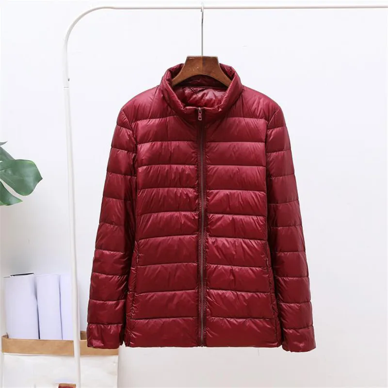 

2018 Winter Women Stand Collar Casual 90% Ultra Light White Duck Down Coat Female 7XL Slim Down Jackets Outwear V56