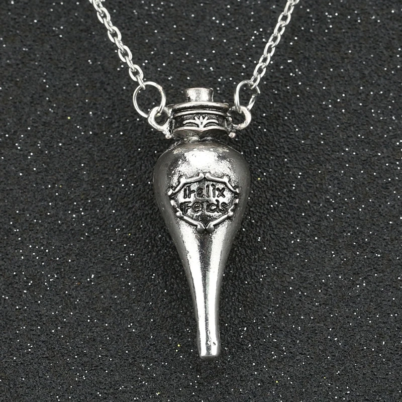 Felix Felicis, волшебное зелье, ожерелье, жидкость, бутылка удачи, Vingtage, ретро, античное серебро, бронза, кулон, фильм, ювелирные изделия