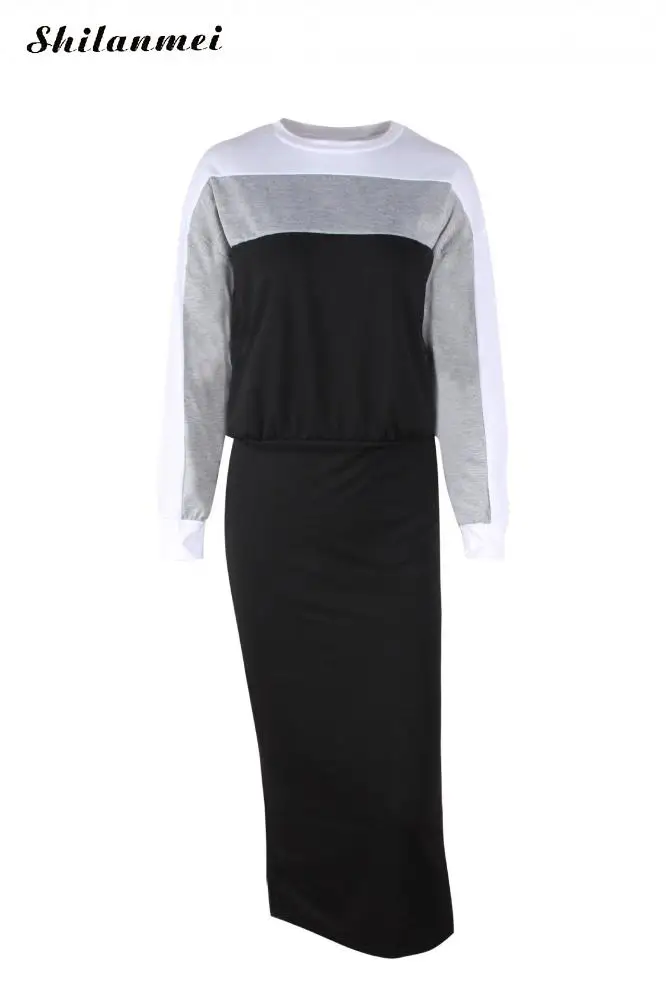 2018 Модный комплект из двух предметов женское платье осень зима вязаный свитер с