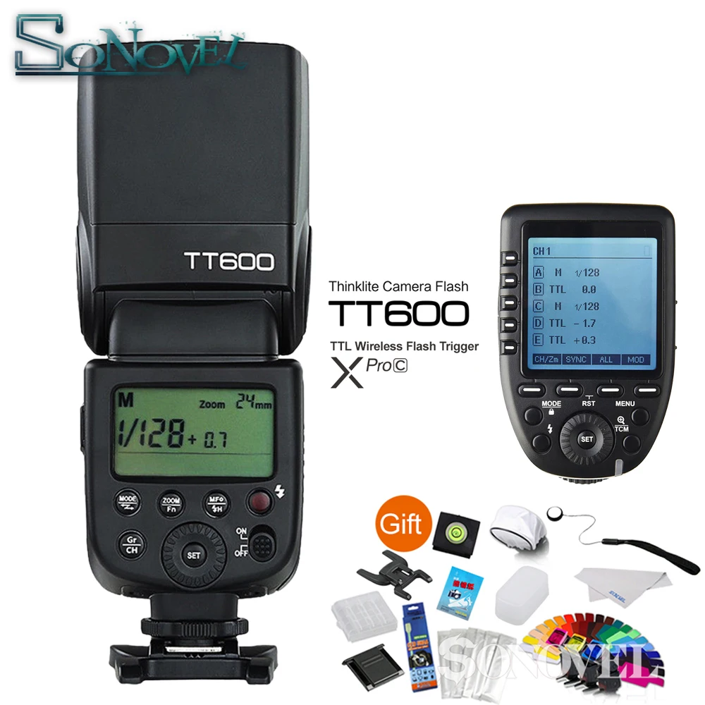 Godox TT600 GN60 HSS 1/8000s камера Вспышка Speedlite + 2 4G Беспроводная X СИСТЕМА Xpro-C передатчик