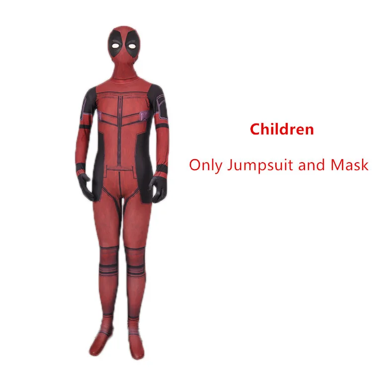 Kids Jumpsuits COSFANS костюм Дэдпул взрослый человек спандекс лайкра зентай боди костюм для костюмированой Вечеринки На Хэллоуин пояс головной убор маска кобура для меча - Цвет: Kids Jumpsuits