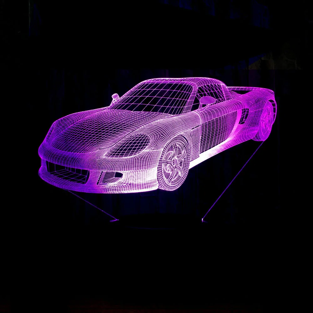 Акриловые 3D светильник светодиодный форма спортивной машины Luminaria лампе USB