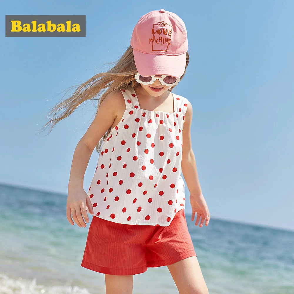 BalabalaChildren/комплект одежды для девочек летний детский хлопковый комплект футболка