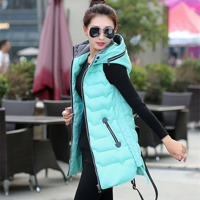 2018 Autumn winter cotton vest jacket womens Thicken Hooded tops Plus size Slim students parkas female Waistcoat Outerwear N221 | Женская