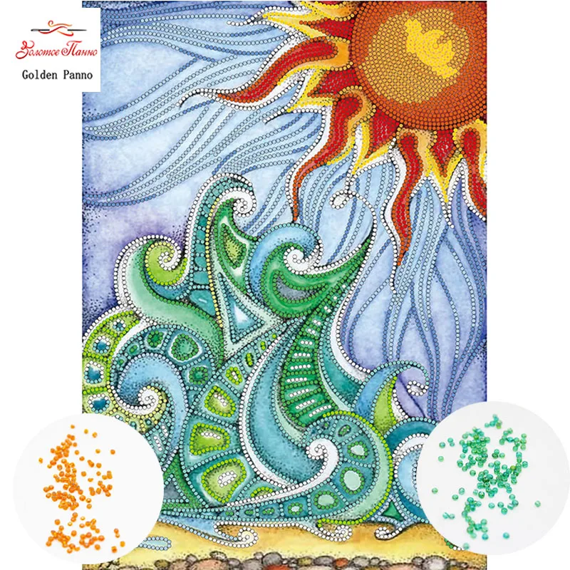 Golden Panno,beads,Needlework,DIY,bead Cross stitch ,Embroidery stitch,Precise Printed painting,sun Pattern 09