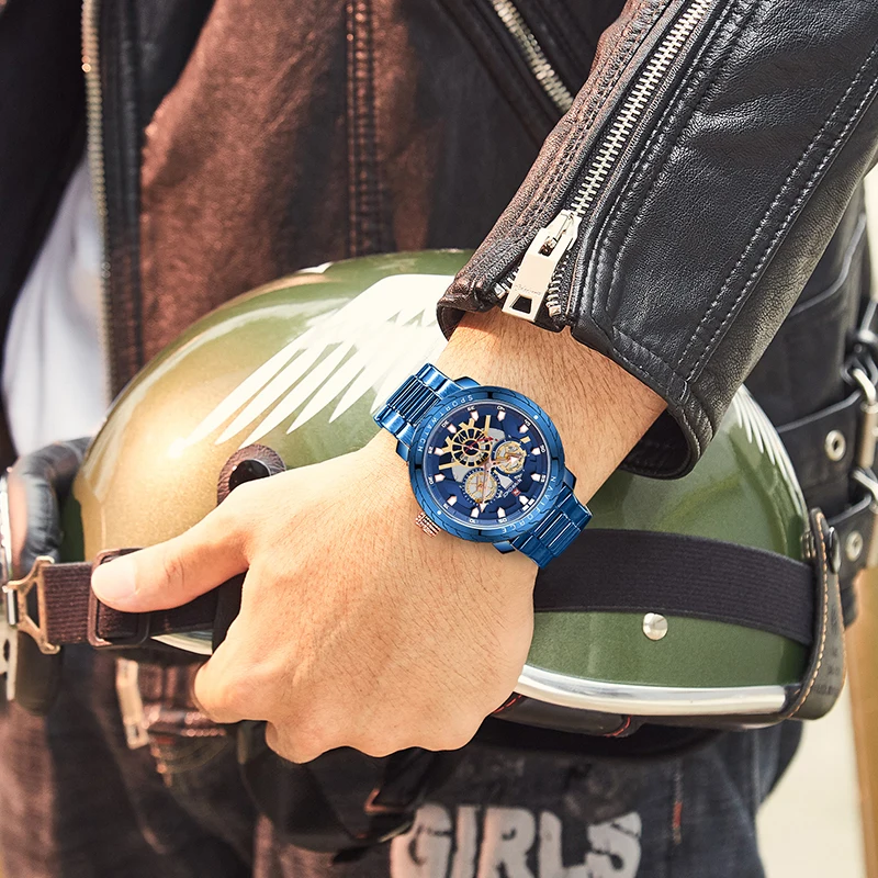 

NAVIFORCE Original Gold Luxury Watch Men Top Brand Analog Quartz Sport Wristwatch Military Full Steel Clock Relogio Masculino