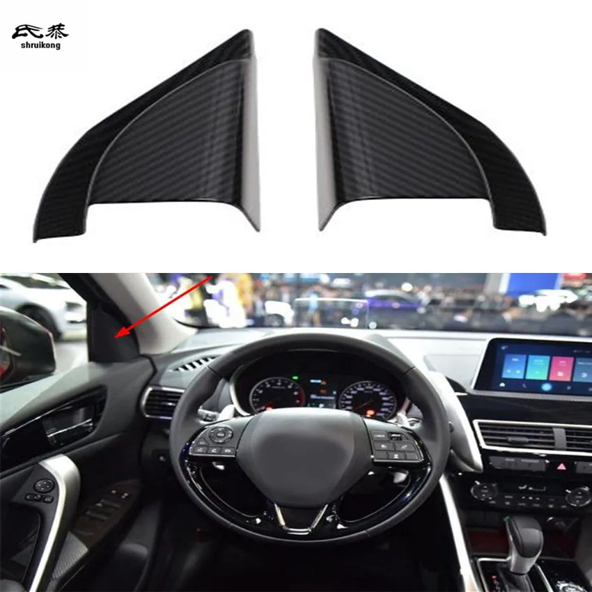 2pcs/lot ABS carbon fiber grain A pillar speaker decoration cover for 2018 Mithsubishi Eclipse Cross | Автомобили и мотоциклы