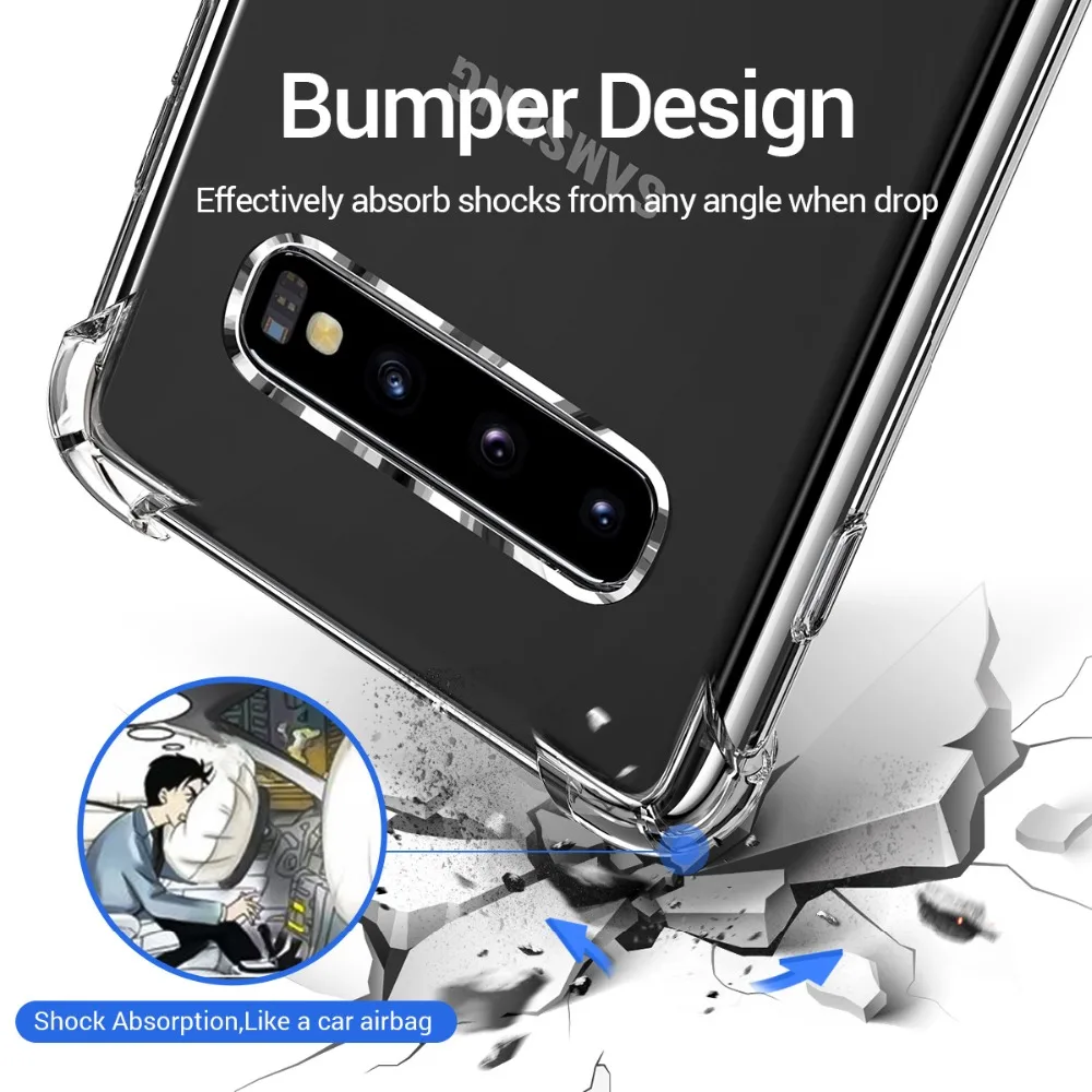Подушка безопасности Мягкий силиконовый чехол из ТПУ для Samsung Galaxy S8 S9 S10 Plus S10e A8 J4 J6