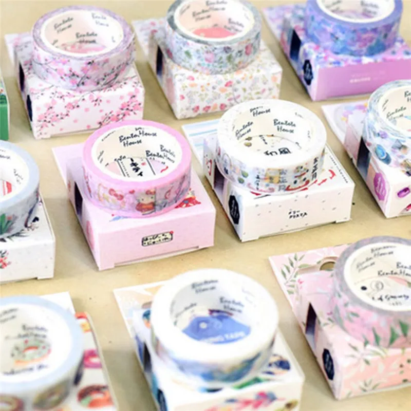Cherry Donut Watercolor Flowers Decorative Washi Masking Tape DIY Scrapbooking Office Stationery Adhesive Tape Diary Album Decor
