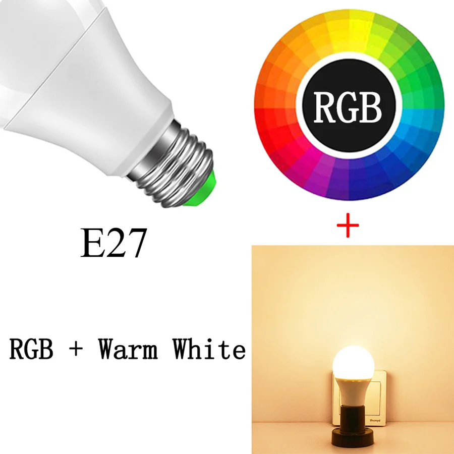 E27 Warm White RGB Smart реветь Беспроводной Bluetooth 4,0 RGB лампа 15 W светодиодный Магия RGBW RGBWW лампа для дома E27 B22 изменение цвета на приложение IOS/Android - Испускаемый цвет: E27 Warm White RGB