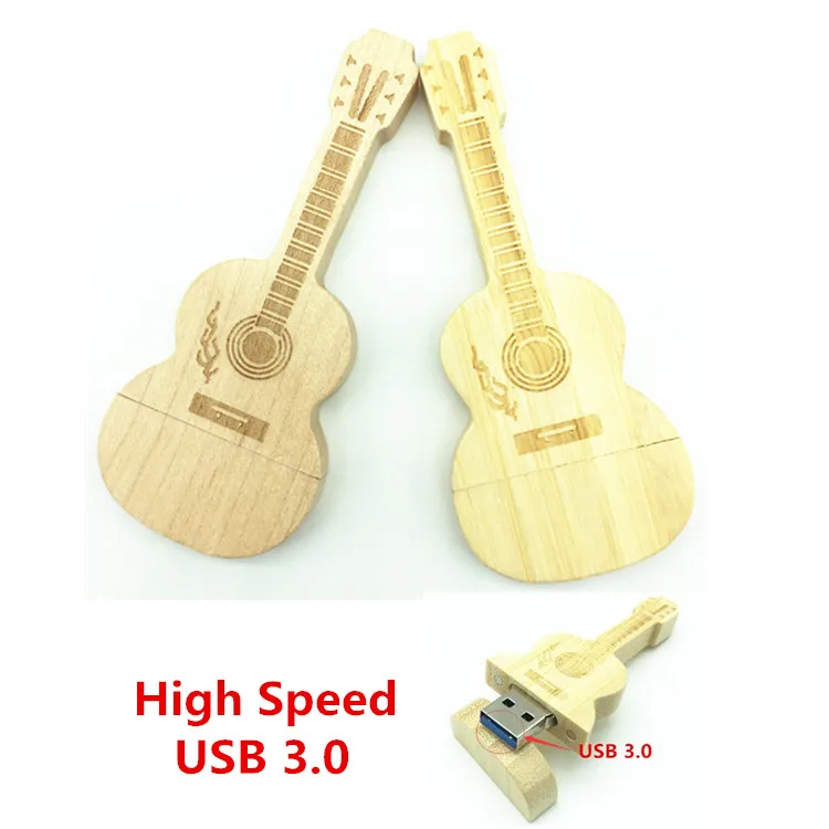 

Hot Sale USB 3.0 Wooden Guitar Music Love Best Gift 8GB 16GB 32GB 64GB Flash Memory Stick Driver U Disk Pen Drive Gift