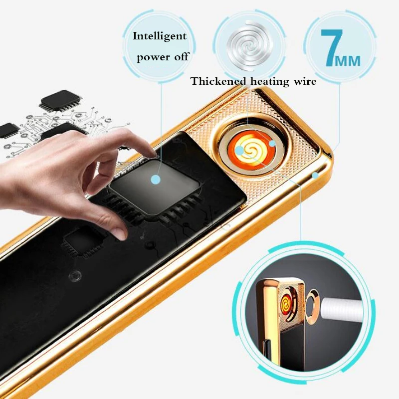 Компактная Электронная USB зажигалка мини Ветрозащитная металлическая