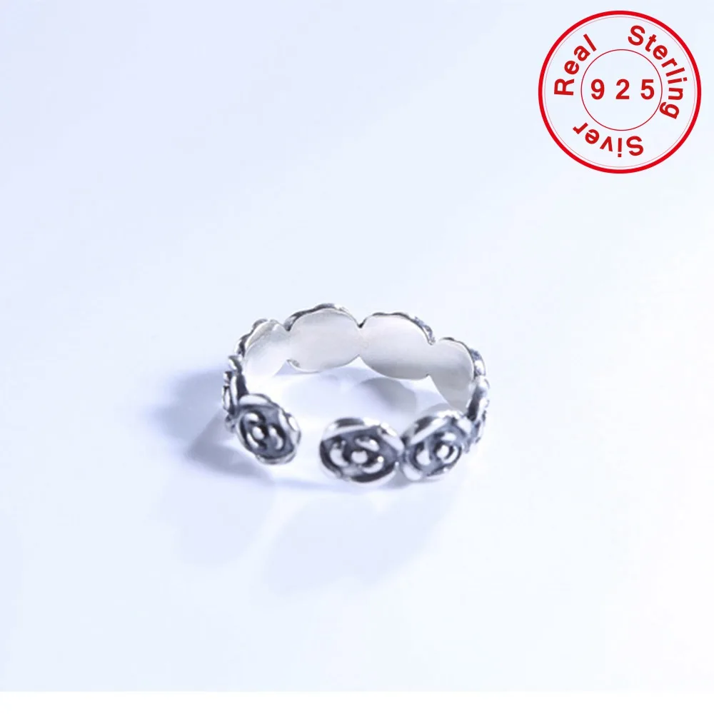 Аутентичные 100% серебро черненое kольцо в форме цветка оригинальные