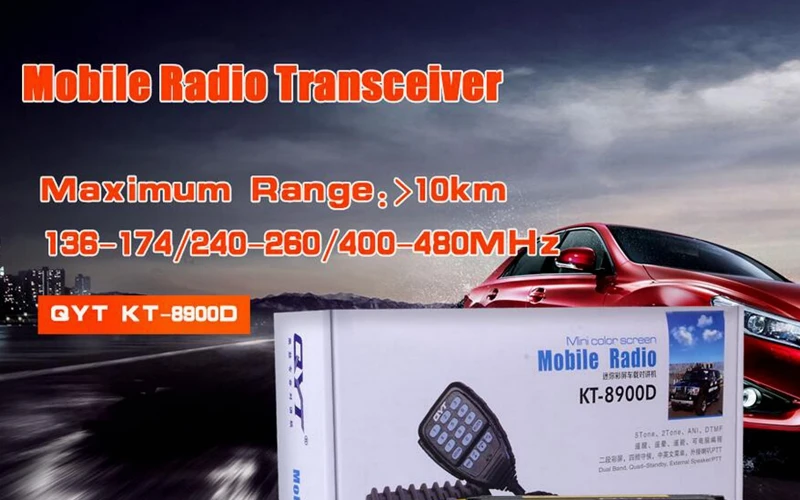 QYT KT-8900D приемопередатчик радиостанции четыре диапазона для RX 25 Вт Мощность с большим СВЕТОДИОДНЫЙ Дисплей Мобильная рация 8900D