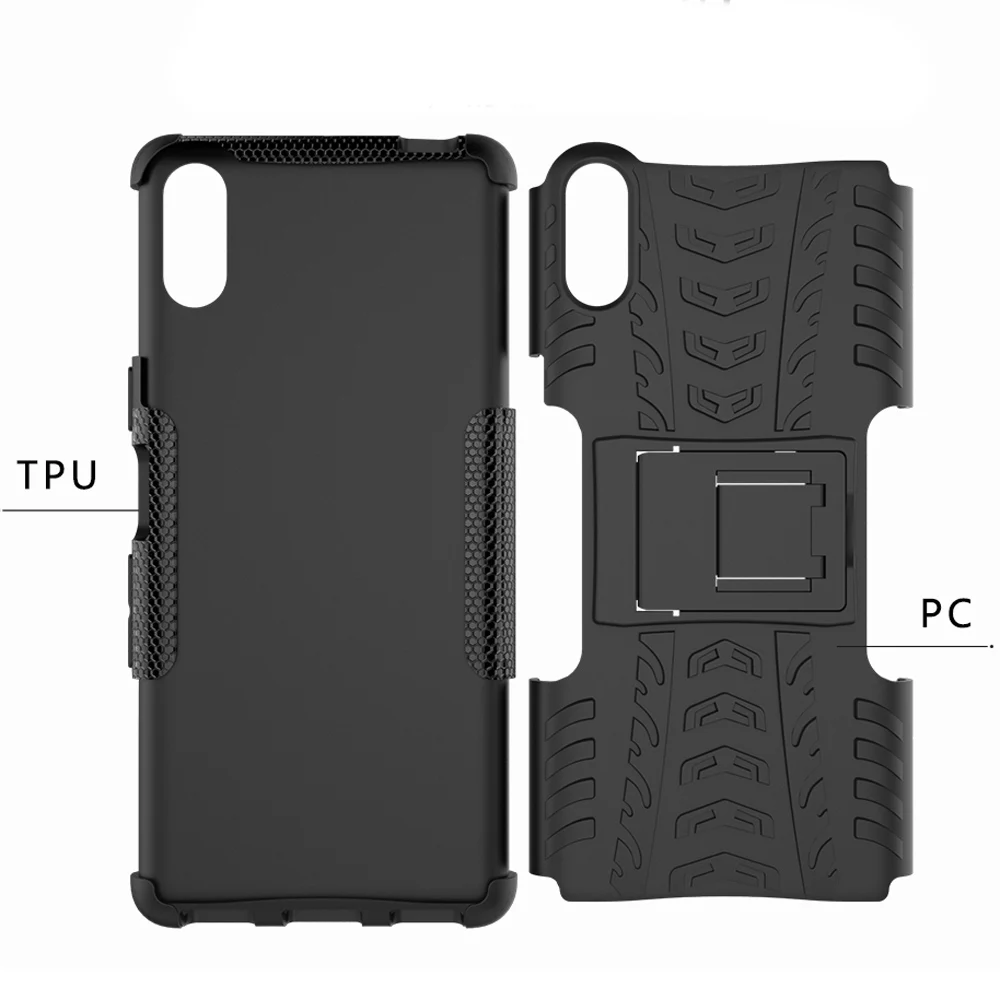 Case For Sony Xperia L3 L3312 L4312 L4332 L3322 Dual Layer Tire Pattern Shockproof Armor Kickstand Cover | Мобильные телефоны и