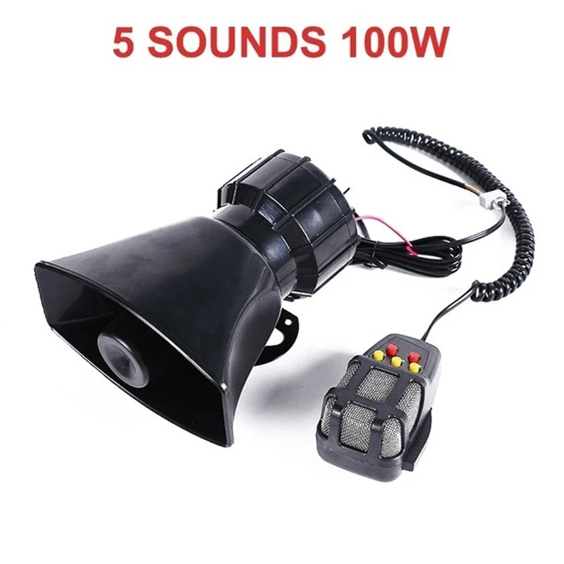 12V 300db 100 Вт пластиковый рожок сирены Рог с микрофоном громкой Динамик сирена 5