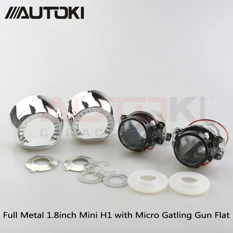 

Free Shipping 2pcs/lot Autoki LHD/RHD 1.8/2.0inch H1 Mini Bi-xenon Projector Lens+Shroud for car Headlights H4 H7 9005 9006