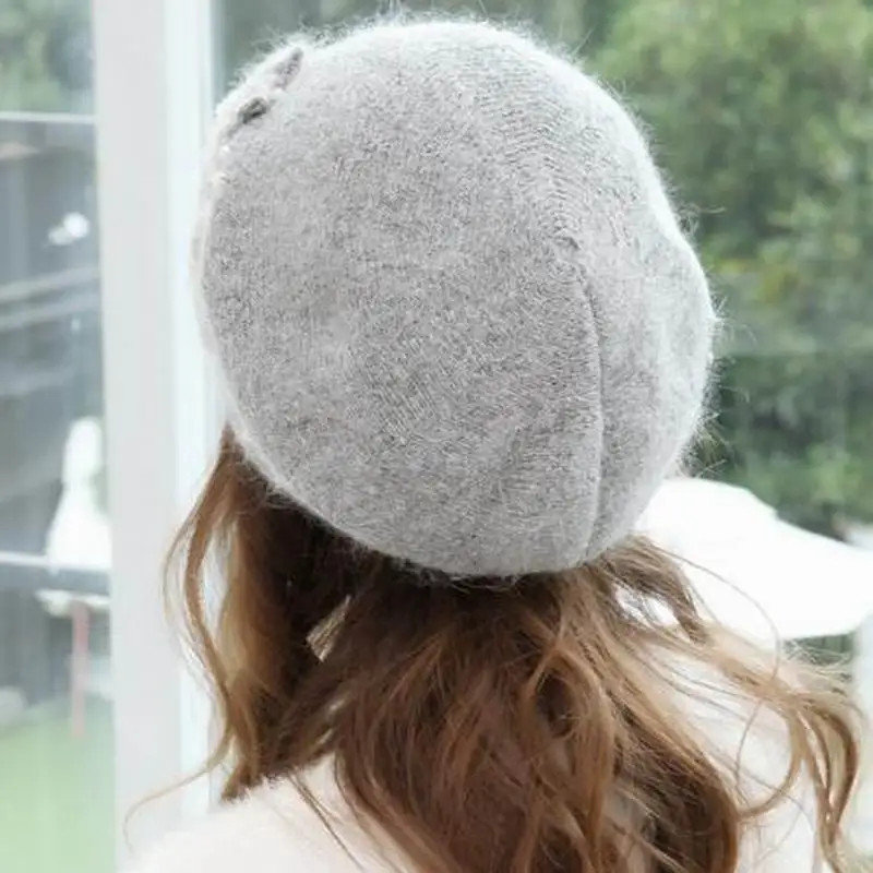 Шапка бини женская зимняя из кроличьего меха|Женские Skullies и шапочки| |