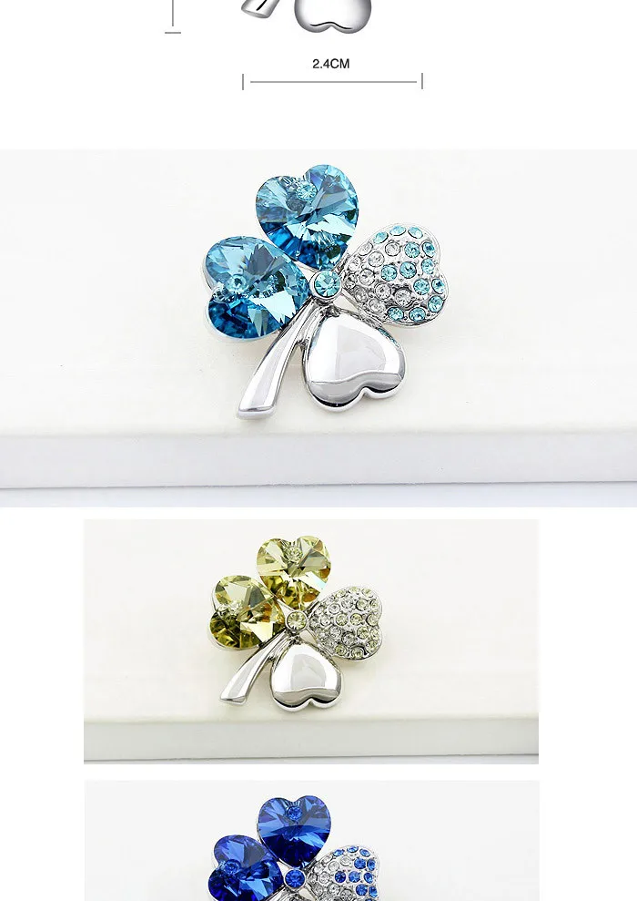 Изысканная брошь в форме клевера из настоящего хрусталя от Swarovski Bijoux женские Броши подарок подруге на День святого Валентина