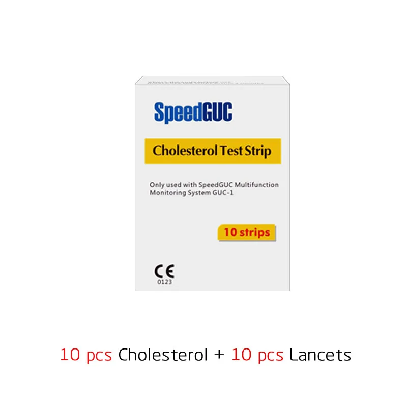 Cholesterol Test 10 Тест-полоски на холестерин и тест-полоски для мочевой кислоты и тест-полоски для определения уровня глюкозы в крови для 3 в 1 многофункциональное устройство и Ланцеты для диабета - Цвет: Cholesterol Test 10