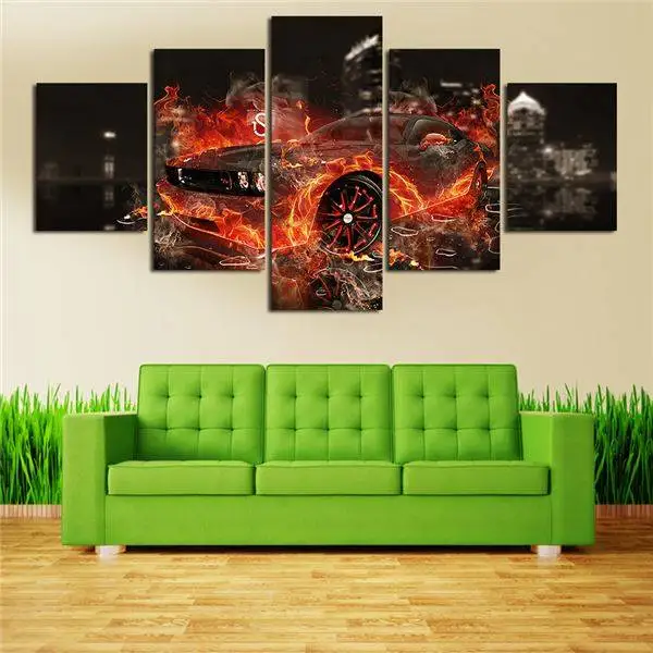 5 шт. крутой автомобиль Бесплатная доставка большой холст печать живопись для
