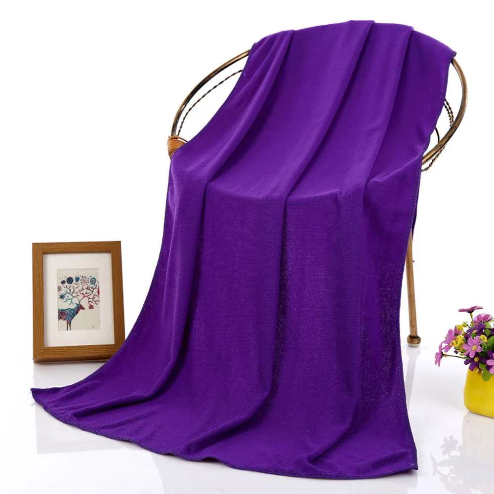 Purple 1 шт. быстросохнущее банное полотенце из микрофибры, одноцветное пляжное полотенце для сушки, мягкое спортивное полотенце для плавания, домашние изделия для ванной комнаты - Цвет: Purple